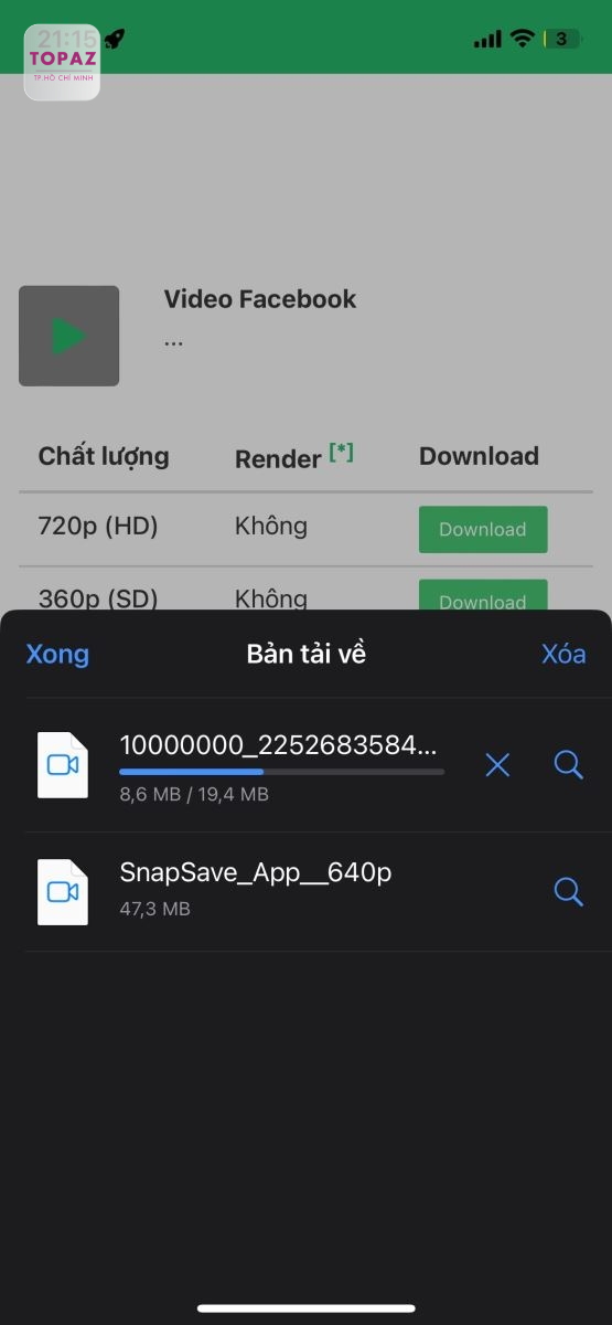 Quá trình tải video gần hoàn tất