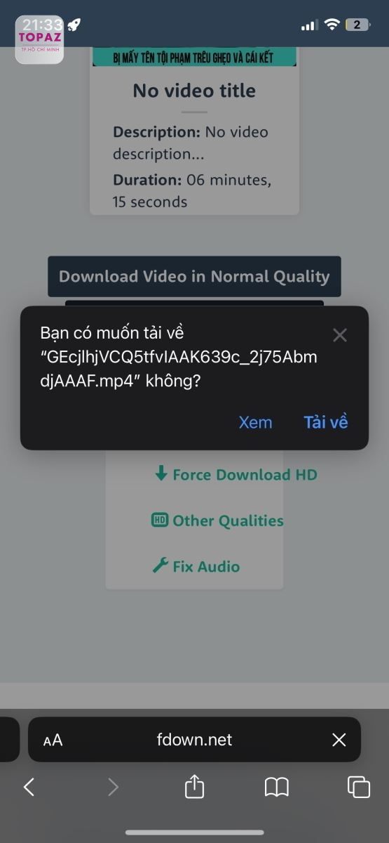 Xác Nhận tải video về iphone