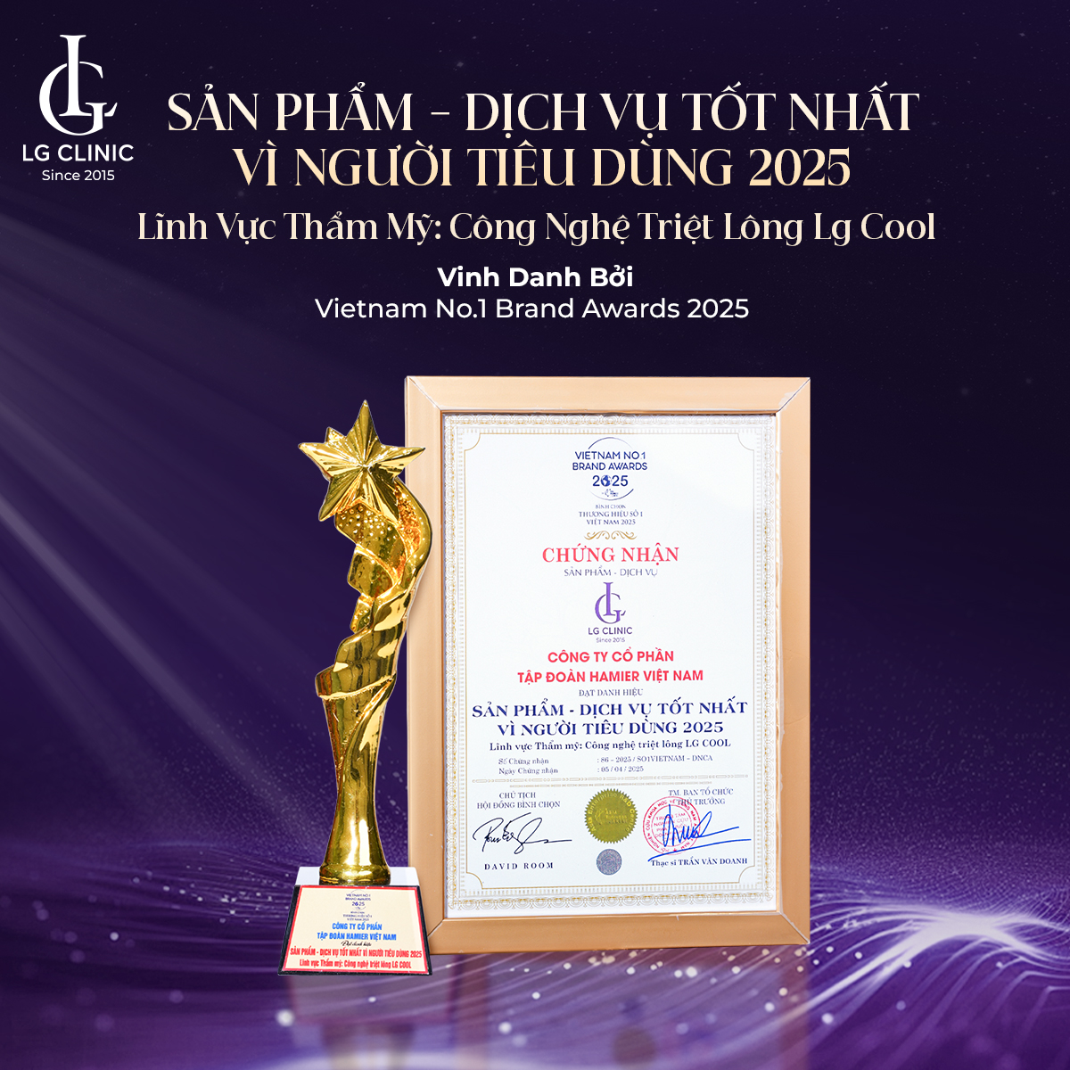 LG Clinic giành chiến thắng tại Vietnam No.1 Brand Award 2025 nhờ công nghệ triệt lông LG Cool