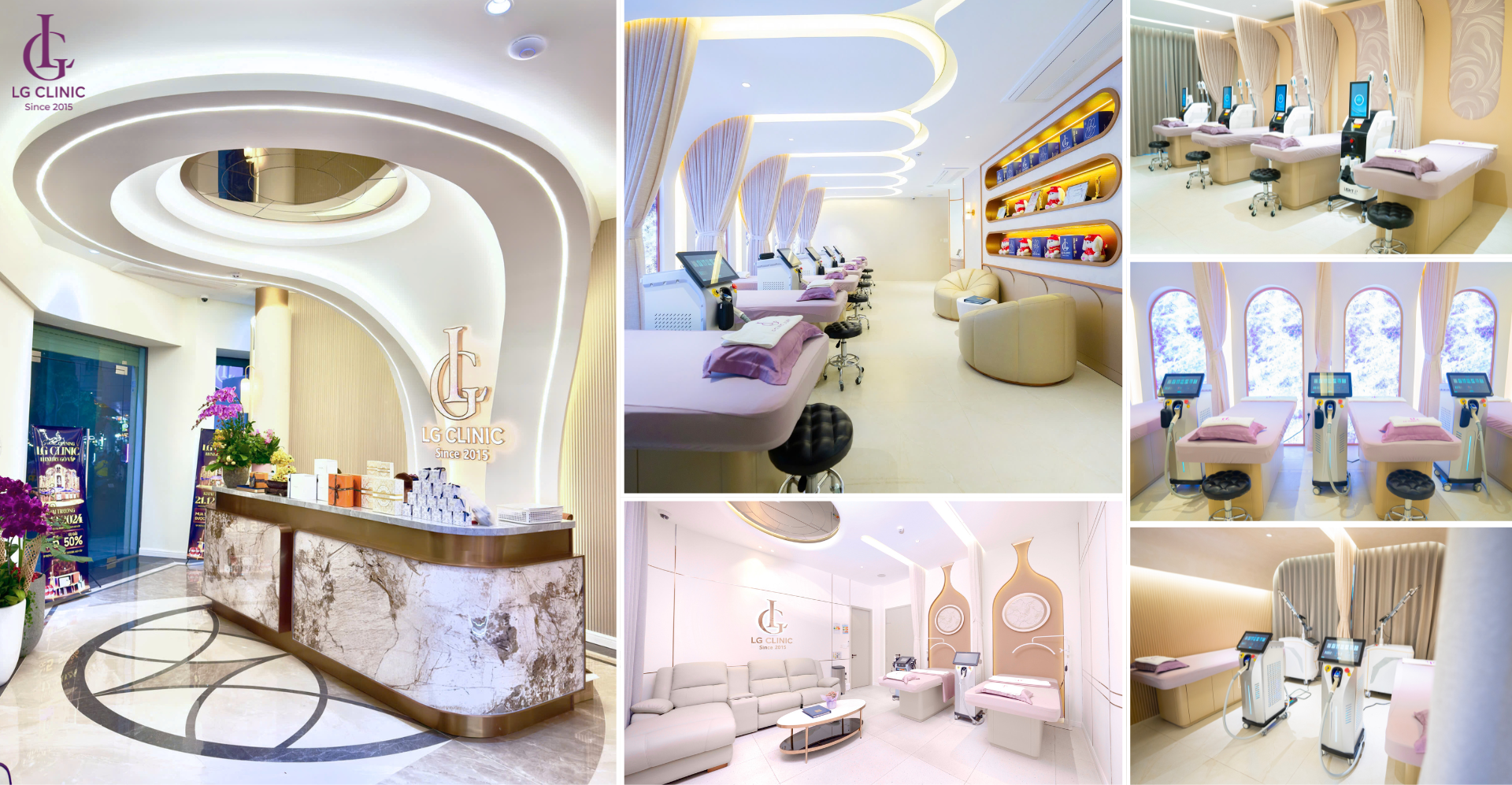 Không gian làm đẹp tại LG Clinic được thiết kế sang trọng với tiêu chuẩn nghiêm ngặt về tính riêng tư